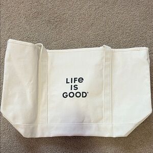 Life Is Good White Tote Bag